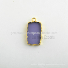 Großhandel Best Quality Amethyst Quarz Slice Lünette Set Micron Gold überzogen Sterling Silber Bezel Station Charm Hersteller